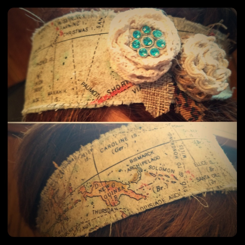 Women's Headband Map Gypsy Vintage Retro Original